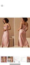 BHLDN Cali Satin Charmeuse Midi Slip Dress Cowl-Neck Size 6 Cinnamon Rose Sedona