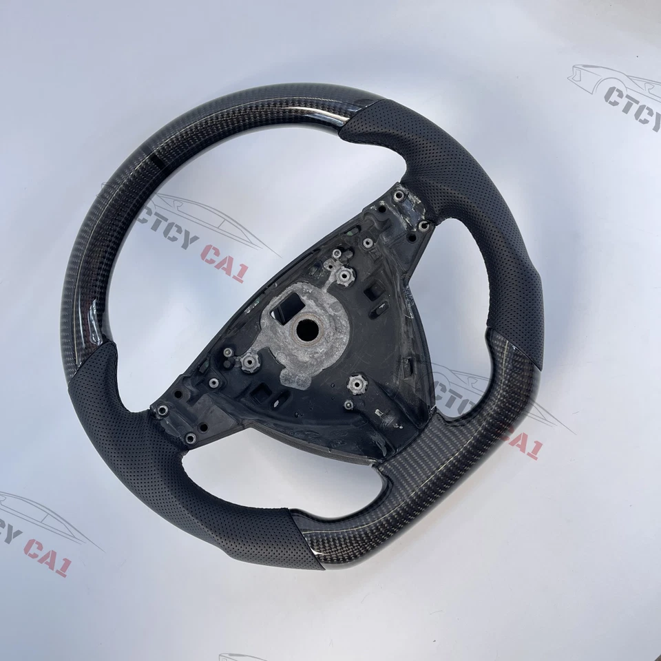Volante de fibra de carbono personalizado para SAAB 9-3 2006-2008 cuero perforado Foto 3 de 4