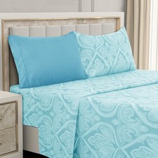 LUX D cor Paisley Twin XL Sheet Set 4 Piece Ultra-Soft Microfiber B