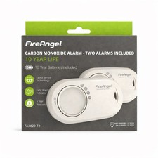 FireAngel Carbon Monoxide Alarm FA3820-T2 Twin Pack 10 Year Battery CO Detector