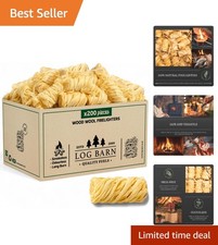 200 Natural Wood Wool Firelighters - Safe and Efficient for BBQ and Campfires 0.11 per lighter