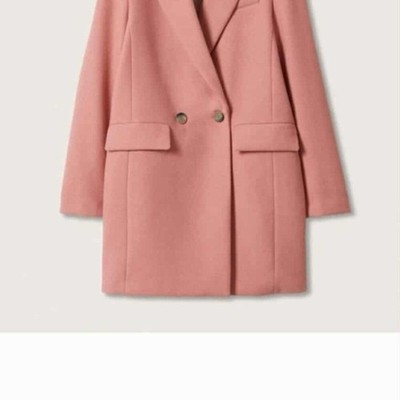   MANGO Tailored Pink Coat  Wool Blend- Heavy and Warm