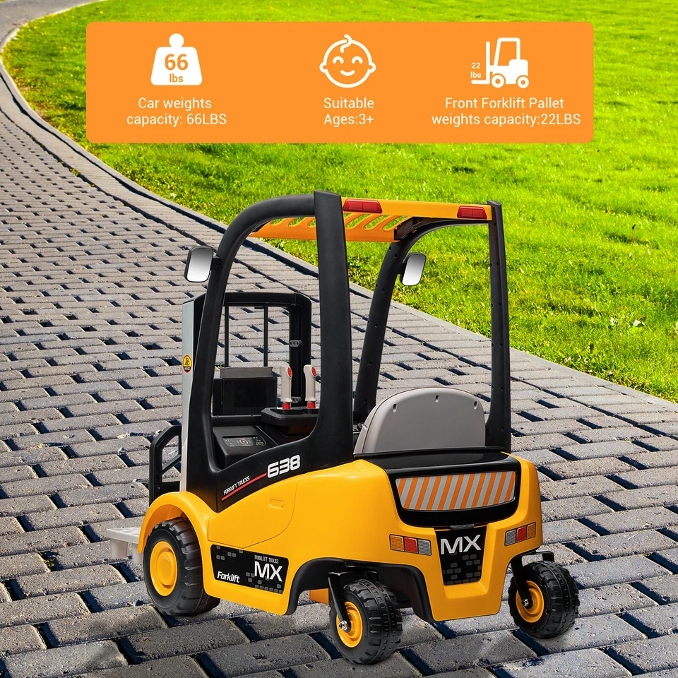 Kids Forklift Ride On Cars W/ Remote Control Battery Powered Electric Vehicle - Image 3 of 4