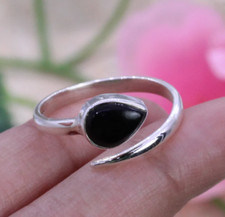 Black Onyx Ring Solid 925 Silver Handmade Adjustable Women Ring All Size SR466