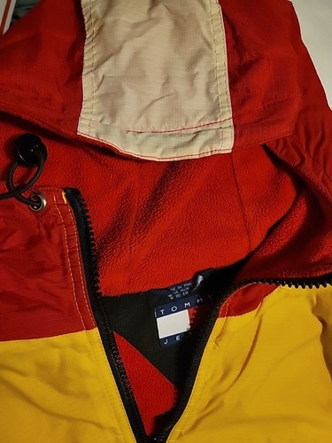 Vintage Tommy Hilfiger Jacket Mens XXL Green Blue Coat Color Block Big Logo Flag - Picture 3 of 16