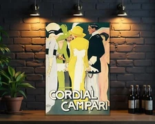 Vintage Cordial Campari Hevay Metal  Sign Belle Époque Style - XXL (60x40 cm)