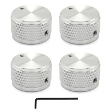 4pcs Silver Guitar Knobs Aluminum Alloy Volume Audio Potentiometer Control Knobs