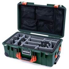 Trekking Green  Orange Pelican 1535 case with grey CVPKG dividers  lid org.