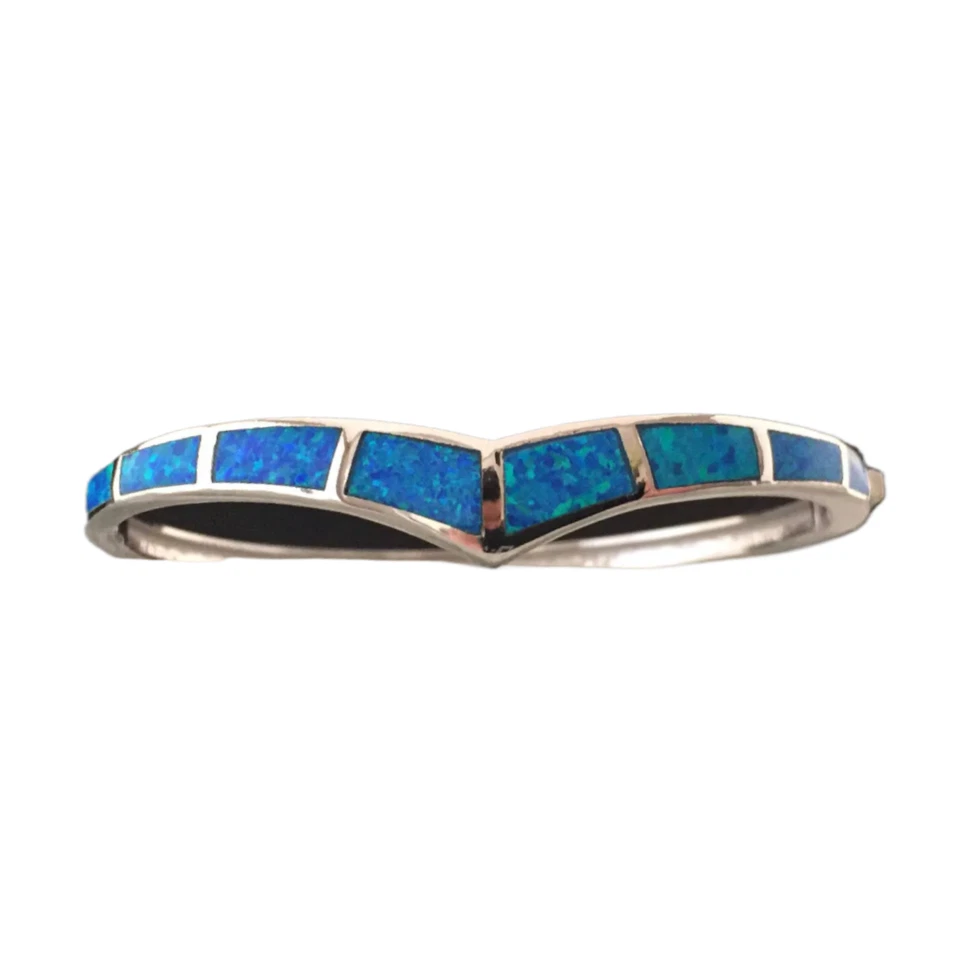 Bracciale opale blu, argento sterling 925, design di ispirazione greca - Immagine 2 di 4