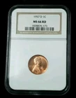1957 D  1C Lincoln Wheat Cent NGC MS 66 RD #2625