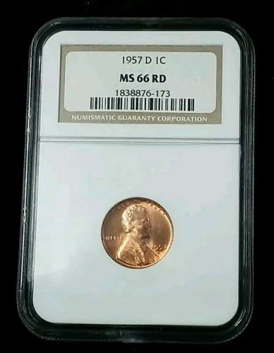 1957 D  1C Lincoln Wheat Cent NGC MS 66 RD #2625