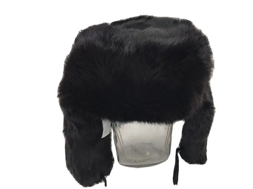 Vintage Russian Black Fur Hat Ushanka 