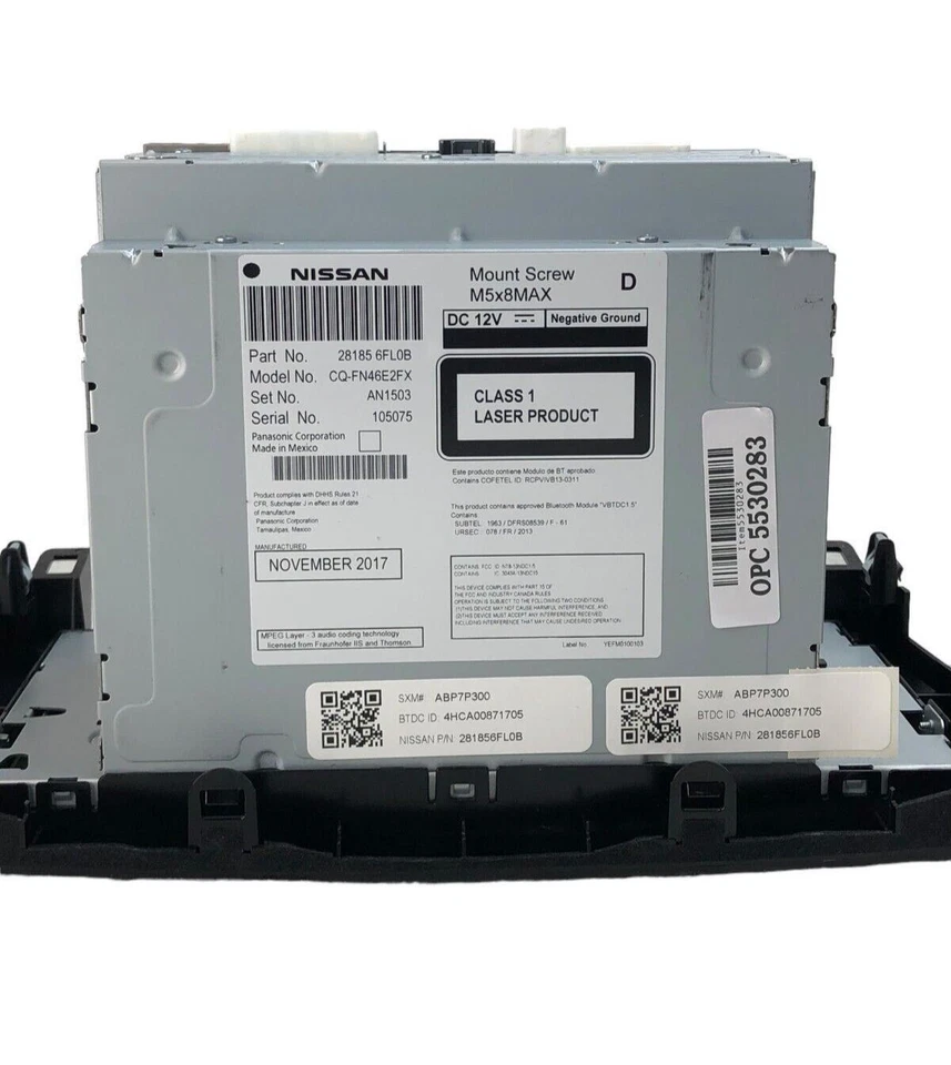 Nissan Rogue 2017-2019 OEM AM FM XM unidad multimedia de radio reproductor de CD MP3 28185 6FL0B Foto 2 de 4