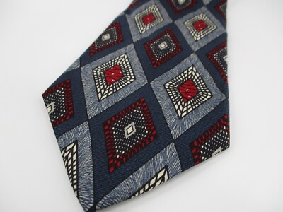 C. Dubya Blue Silk Tie Woven Geometric