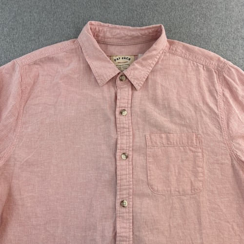 Fat Face Shirt Mens Large Pink Long Sleeve Button Up Preppy Casual Linen Adult - Picture 4 of 14