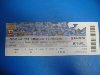 11/12 Ticket 1899 Hoffenheim FC Augsburg Eintrittskarte Samml DFB Pokal