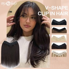 One Piece 100 Remy Clip In Real Human Hair Extensions 3/4Full Head Brown U Part