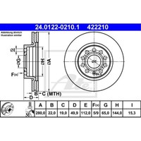 ATE 2X Bremsscheibe Vorne Ø280 Mm BelüFtet FüR VW Golf V 1K1 1.4 16V 1.6 5K1