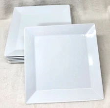 6 The Cellar Square Whiteware Dinner Plates.  Made for Macy's. White Smooth