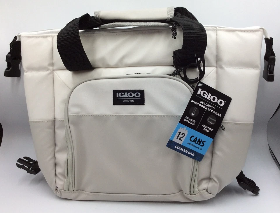 Bolsa refrigeradora Igloo Seadrift Snap Down 12 latas, blanco gris, envío gratuito Foto 3 de 3