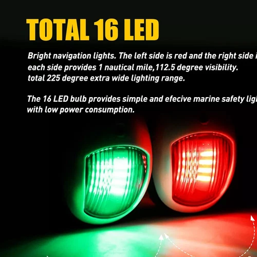 2Pcs LED Navigation Lights Side Mount Nav Lamp Port Starboard Marine Yacht Boat - Bild 4 von 11