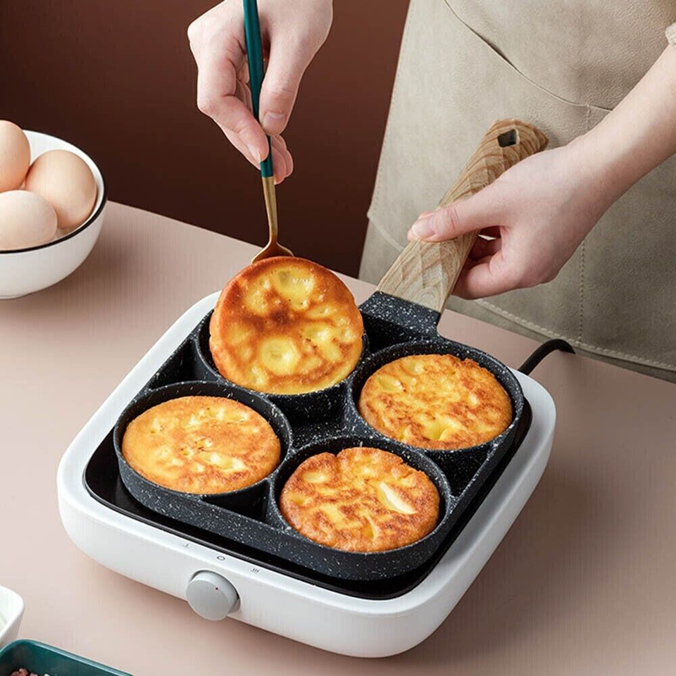 4 Hole Frying Pot Pan Nonstick Egg Pancake Steak Hamburg Omelet Pan