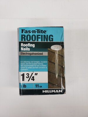 Hillman 461461  Fas-n-Rite Galvanized Roofing Nails, 11 Ga, 1-3/4'' 1-Lb.
