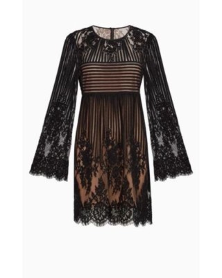 BCBG MAXAZRIA LUANN EMBROIDERED BLACK LACE MINI DRESS Nude Lining Small  New$338 | eBay