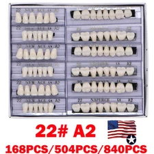 168pc 22# A2 Acrylic Resin Denture Full Set Teeth Upper Lower Shade Tooth Dental