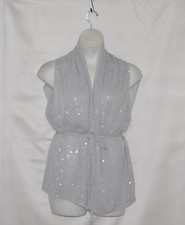 Vt Luxe The Paillette Shimmer Scarf Vest Size S Silver