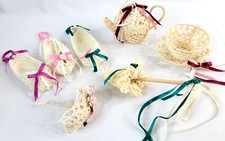 Vintage Hand Crochet Starched Christmas Ornaments Granny Lot of 7