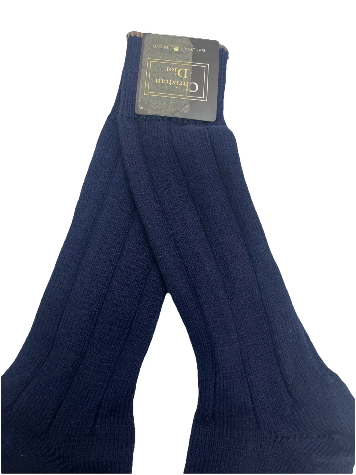 Chaussettes habillées côtelées bleu marine Christian Dior vintage fabriquées aux États Unis 6,5 12 chaussures pointure NOS