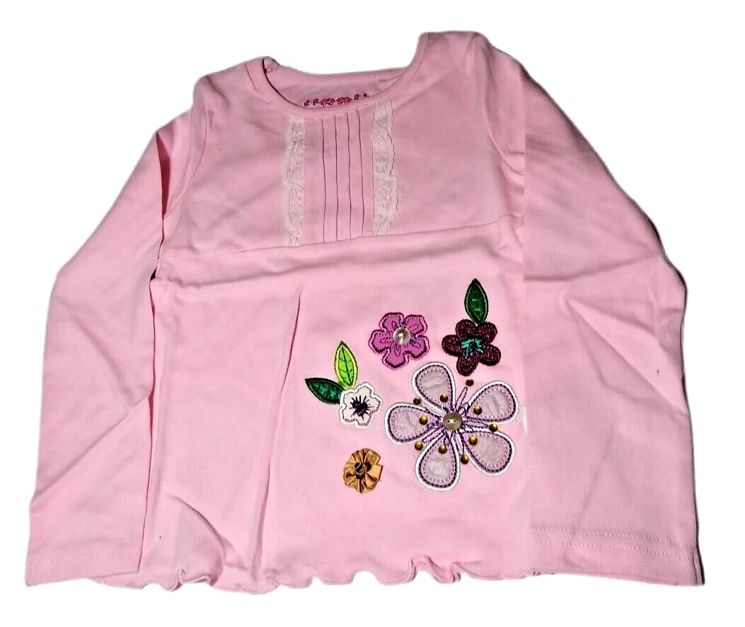 Haut Fille Flapdoodles Rose Poudré – Broderie Papillon, Manches Longues, Taille 6