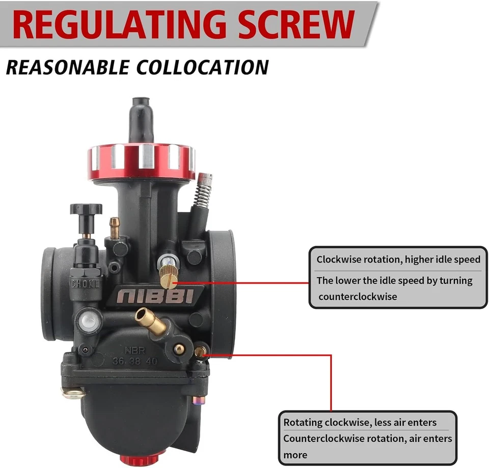 NIBBI PWK38 Carburetor For Honda Dirt Bike CR250 CR250M CR250R CR500R 1973-2008  - Image 3 of 4