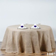 6 pcs 108-Inch ROUND Natural Brown Burlap Tablecloths Wedding Birthday Linens