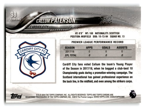 2018-19 Topps Chrome Premier League Soccer Base- Pick Your Card - Picture 193 of 195