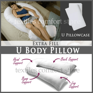 New 12 Ft Comfort U Pillow Pillowcase Full Body Back Support