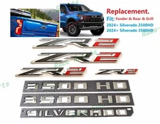 Chrome Grey Red Fender Rear Grille Door ZR2 3500HD Emblems Silverado 2024+ 3500
