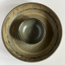 Art Pottery Chip/ Dip Server  Signed 9 Inches Round