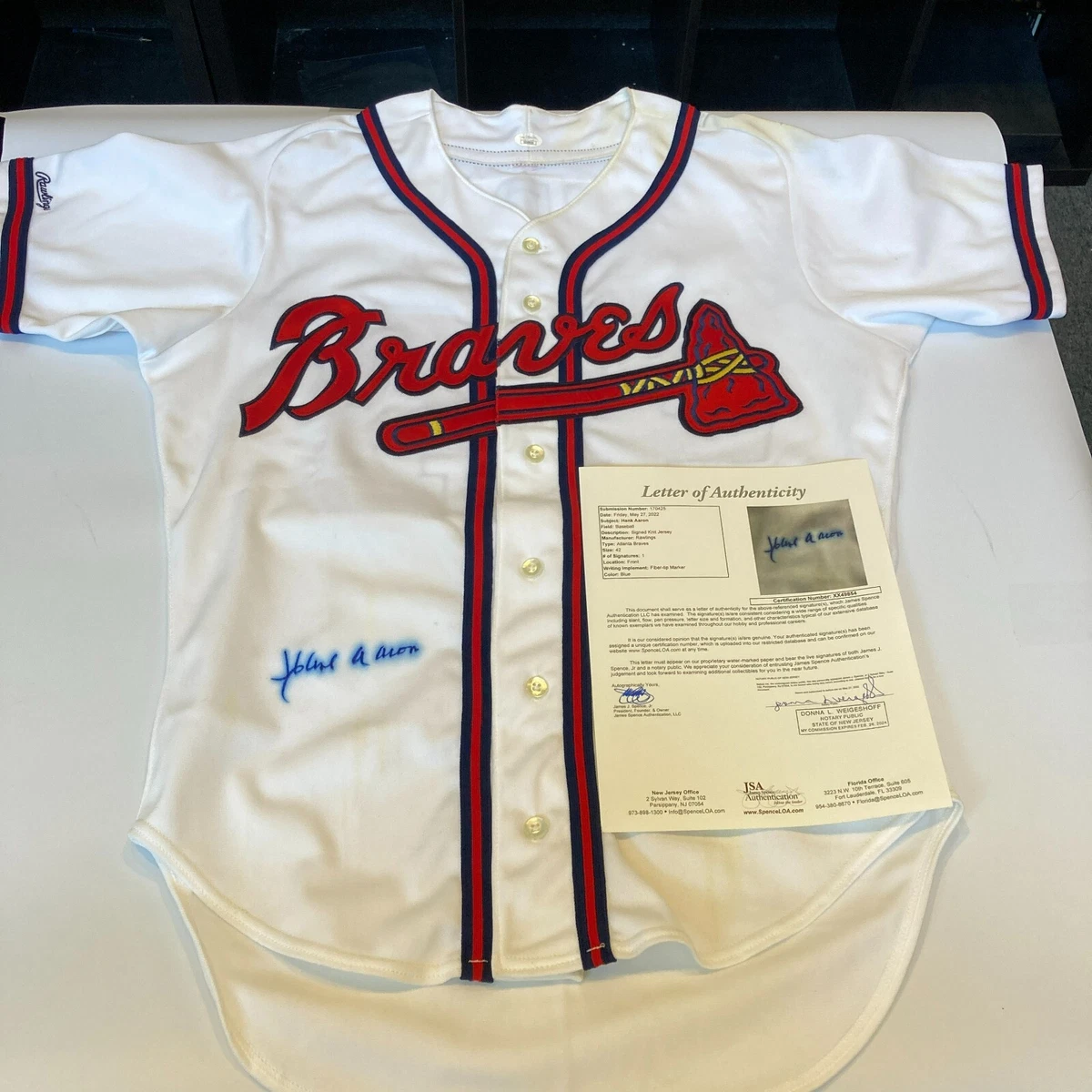 hank aaron autographed jersey