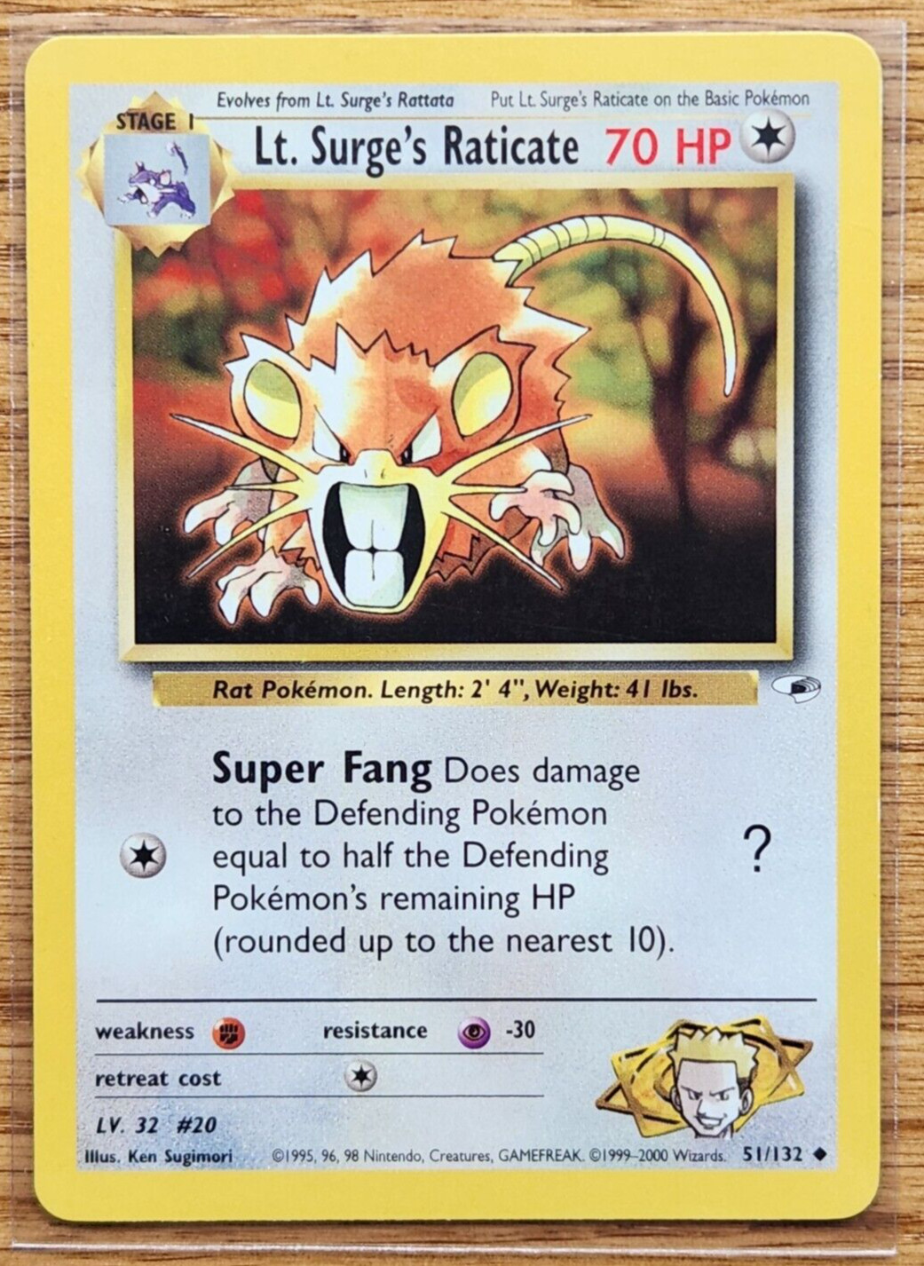 Pokémon TCG Lt. Surge's Raticate Gym Heroes 51/132 Unlimited Uncommon