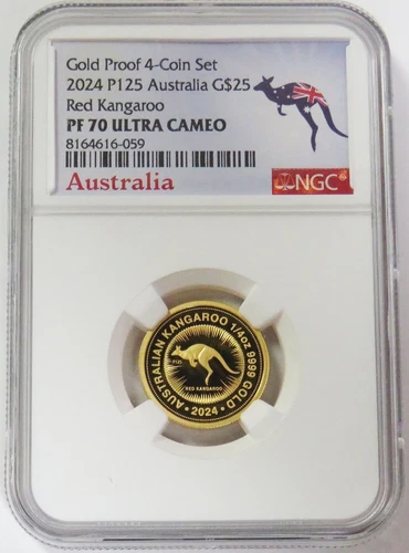 2024 GOLD 199 MINTED AUSTRALIA $25 RED KANGAROO NGC PF 70 ULTRA CAMEO