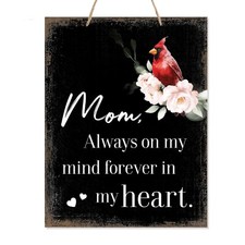 Memorial Hanging Gift Ribbon Sign for Loss of Loved One 12x15 - Mom Always On My