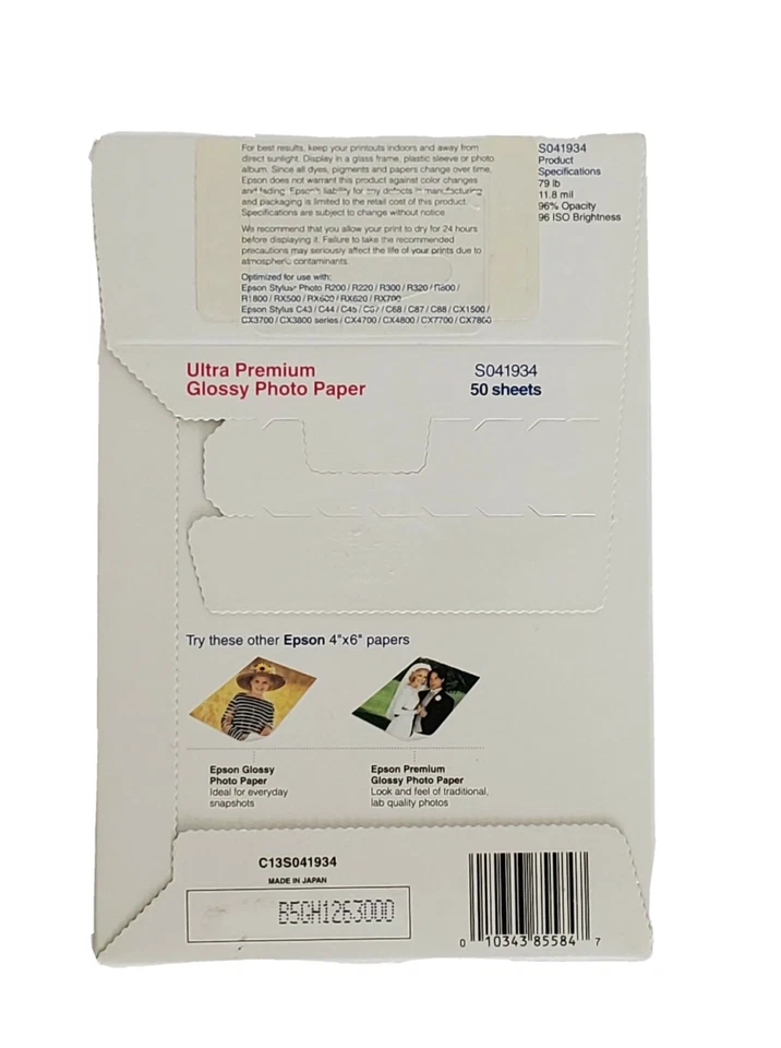 3PACK Epson Genuine Premium Photo Paper Glossy 4x6 79lb 50Sheet Pack Ink Jet New - Image 4 of 4