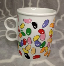 VTG Japan RARE Retro Jelly Bean 2 Finger Grip Coffe Mug/Cup Multi Color