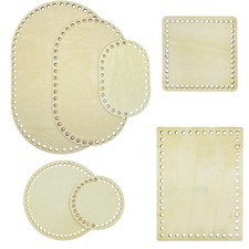 7 PCS Wooden Basket Bottom, 3 Shape Blank Crochet Knitting Basket Wood Base S