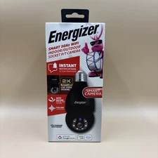 Energizer Smart Wi-Fi Indoor Outdoor Bulb Socket P/T Camera Black NEW