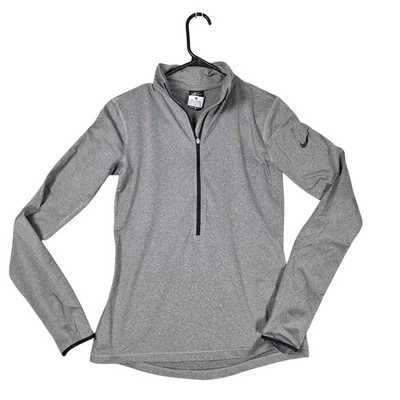 Nike Pro Dri-FIT Quarter Zip Pullover Womens Size M Gray Good Thumbholes