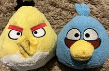Angry Birds Blue Jay and Chuck Yellow Plush Stuffed Animals Toys 2010 No Sound