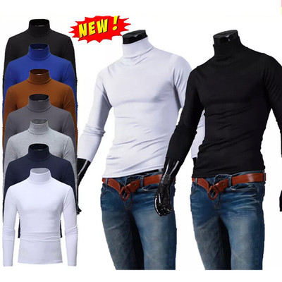 Herren Langarmshirt Rollkragen Pullover Unterhemd Sweatshirt Thermohemd M~3XL DE